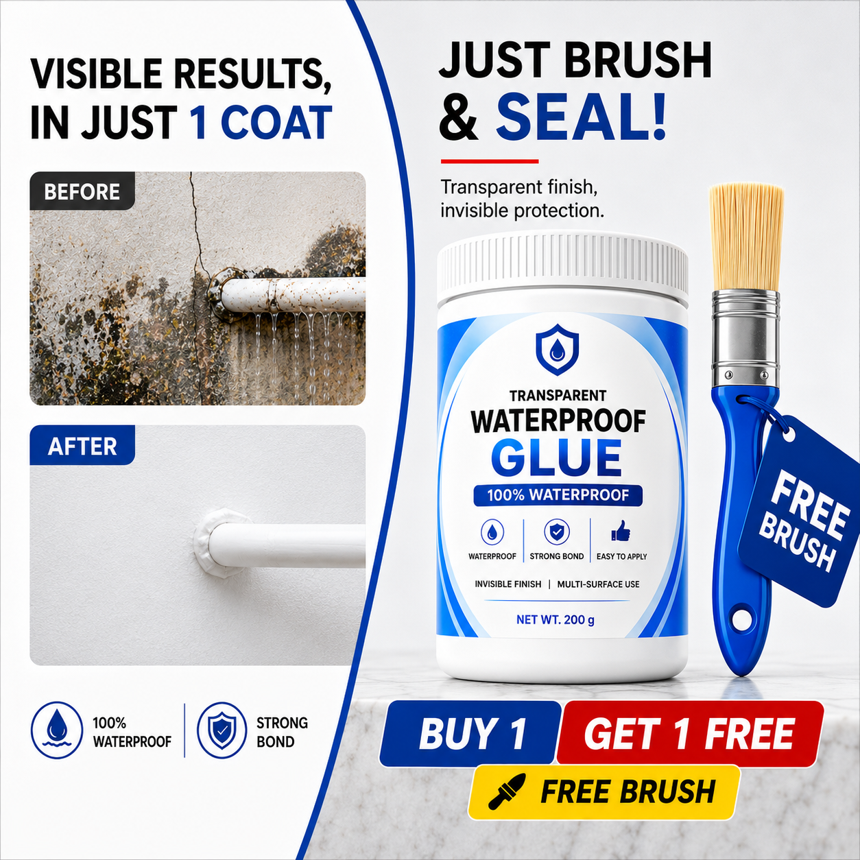 Transparent Waterproof Glue + Free Brush 🔥