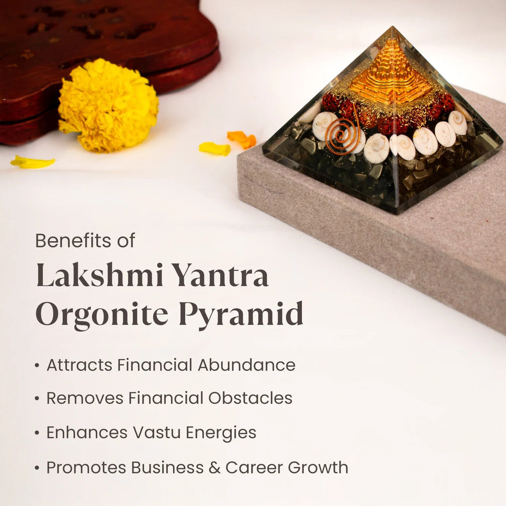 Lakshmi Yantra Pyramid With Free Raw Pyrite stone