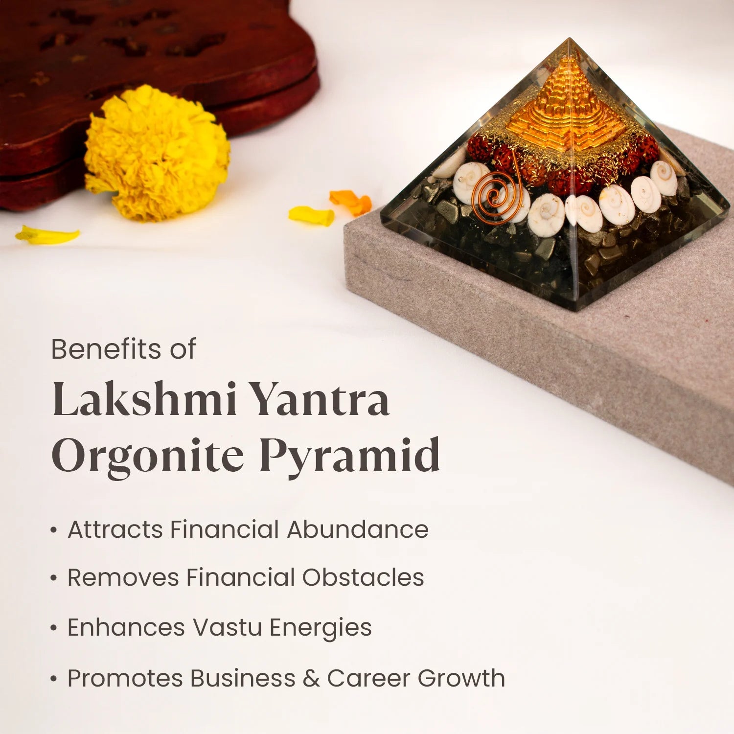 Lakshmi Yantra Pyramid With Free Raw Pyrite stone